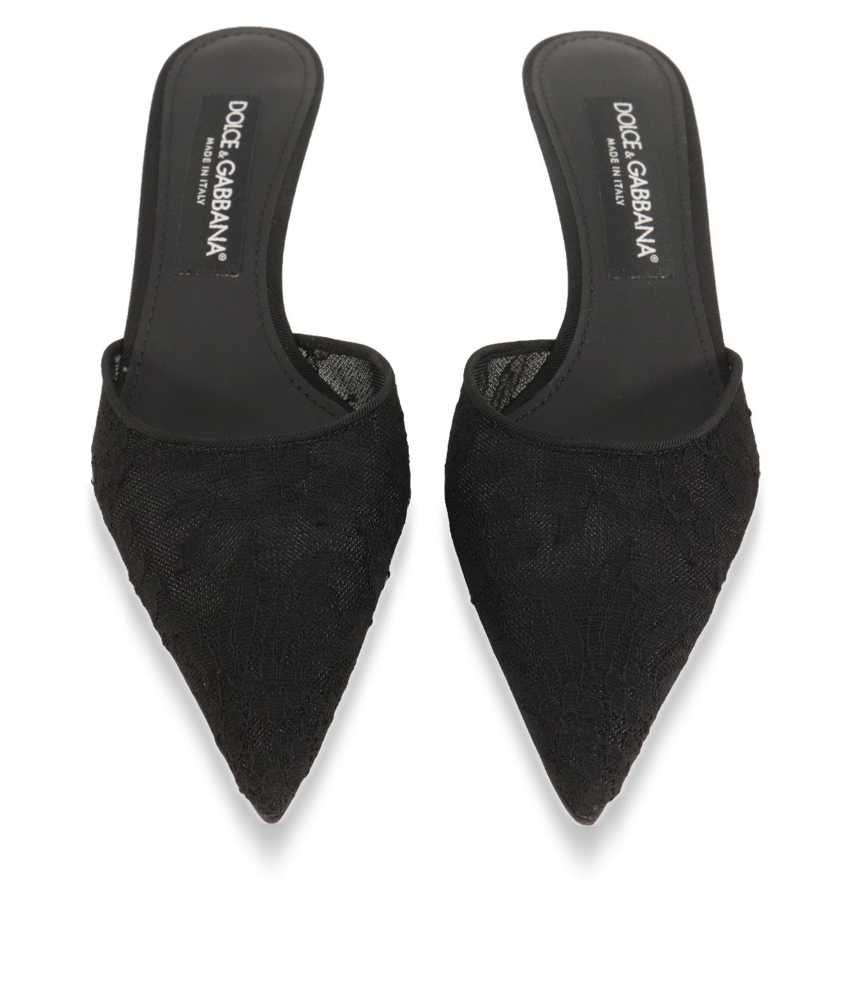 Dolce & Gabbana Mules von oben mit Lederdecksohle und Markenlogo