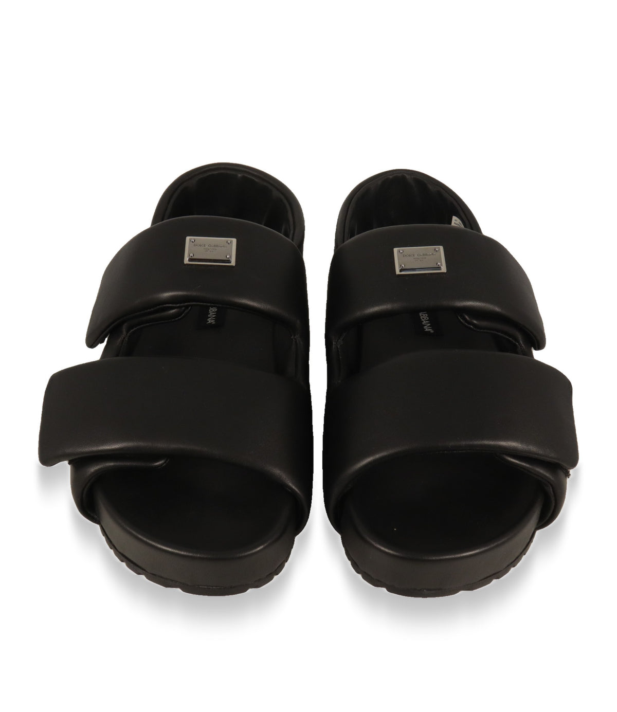 Dolce & Gabbana Herren Sandalen Schwarz, Draufsicht auf beide Schuhe mit Klettriemen