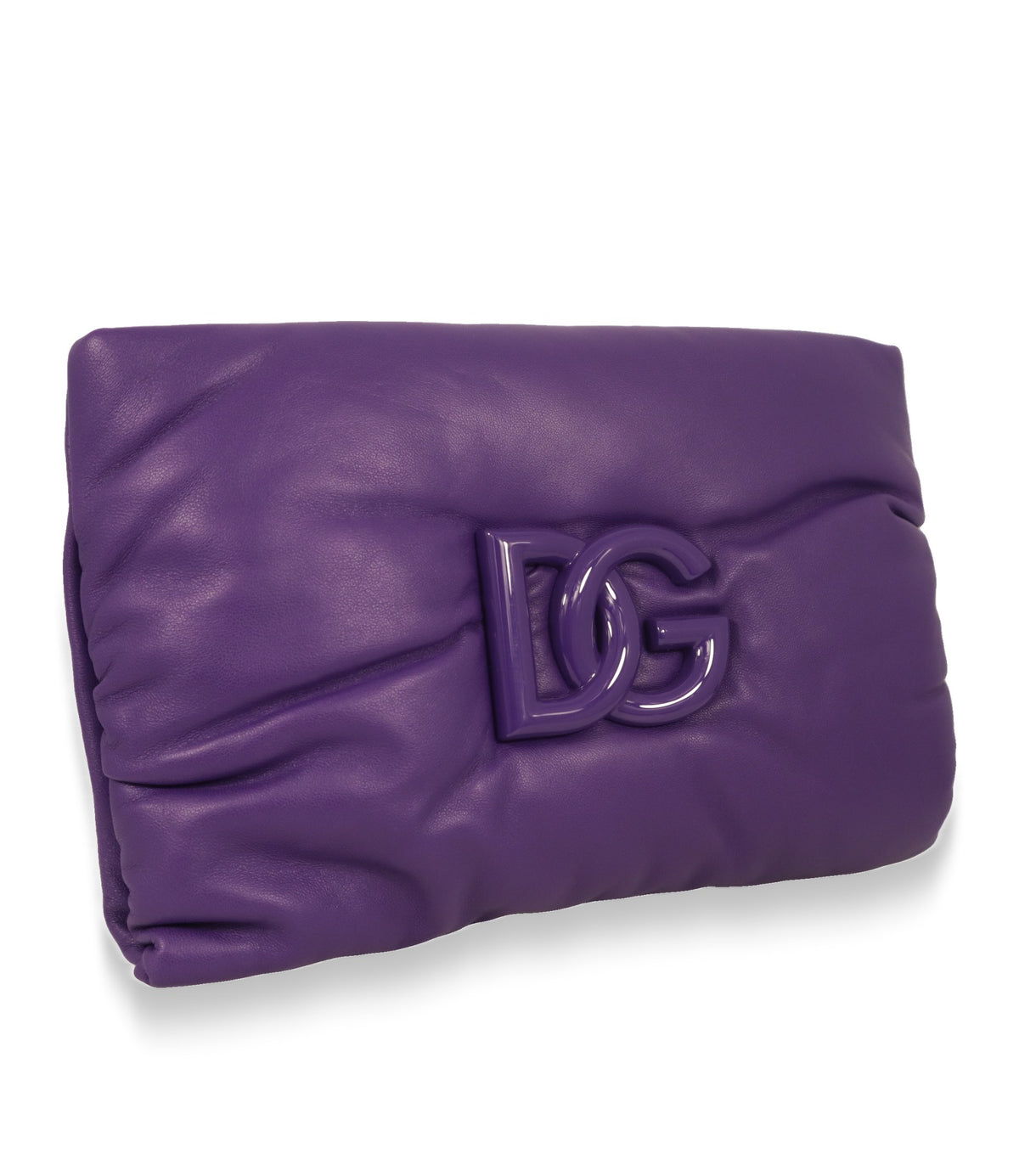 Gepolsterte Dolce & Gabbana Handtasche in Lila in seitlicher Dreiviertelansicht