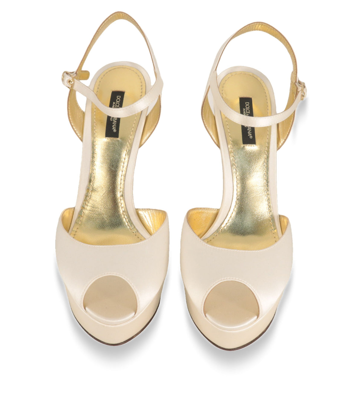 Dolce & Gabbana Plateau-Sandalen von oben mit Peeptoe und goldenem Innenfutter
