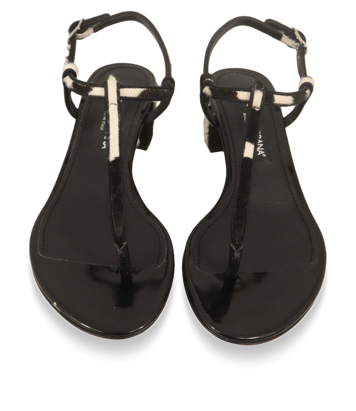 Dolce & Gabbana Sandalen Größe 39 mit Zehensteg und Lackleder-Decksohle von oben