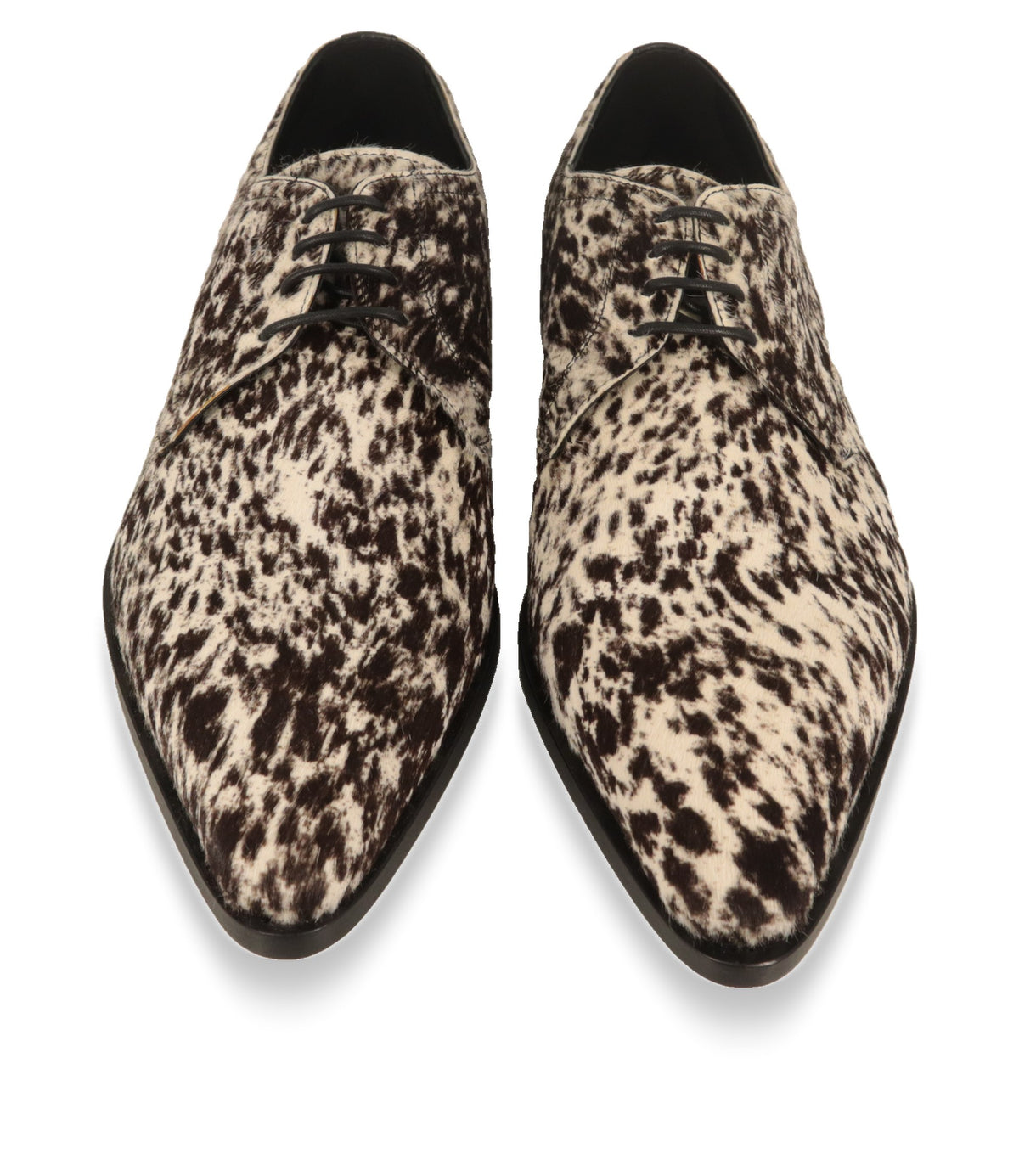 Dolce & Gabbana Derby Schuhe von oben mit spitzer Kappe und schwarzen Schnürsenkeln