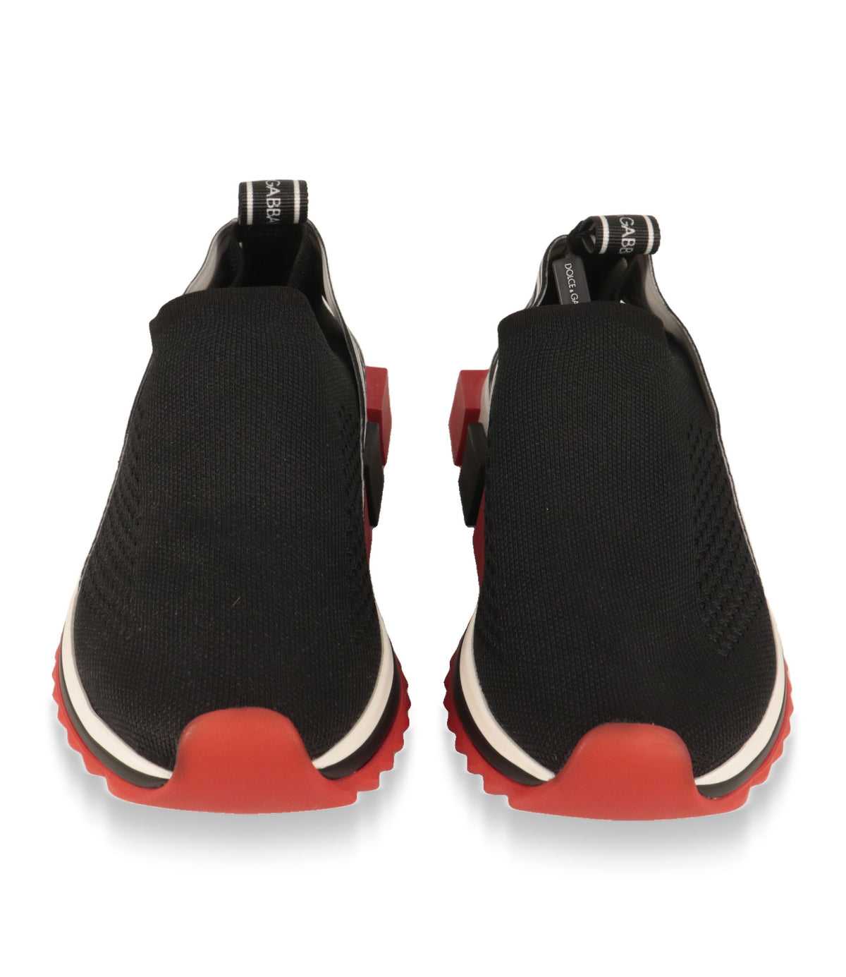 Dolce & Gabbana Slip-On Sneaker Damen, Frontansicht mit roter Sohlenkappe