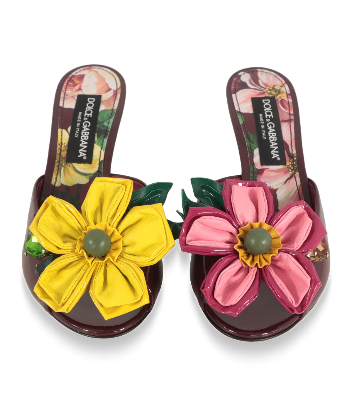 Dolce & Gabbana Mules von oben mit floraler Innensohle und DG-Logo