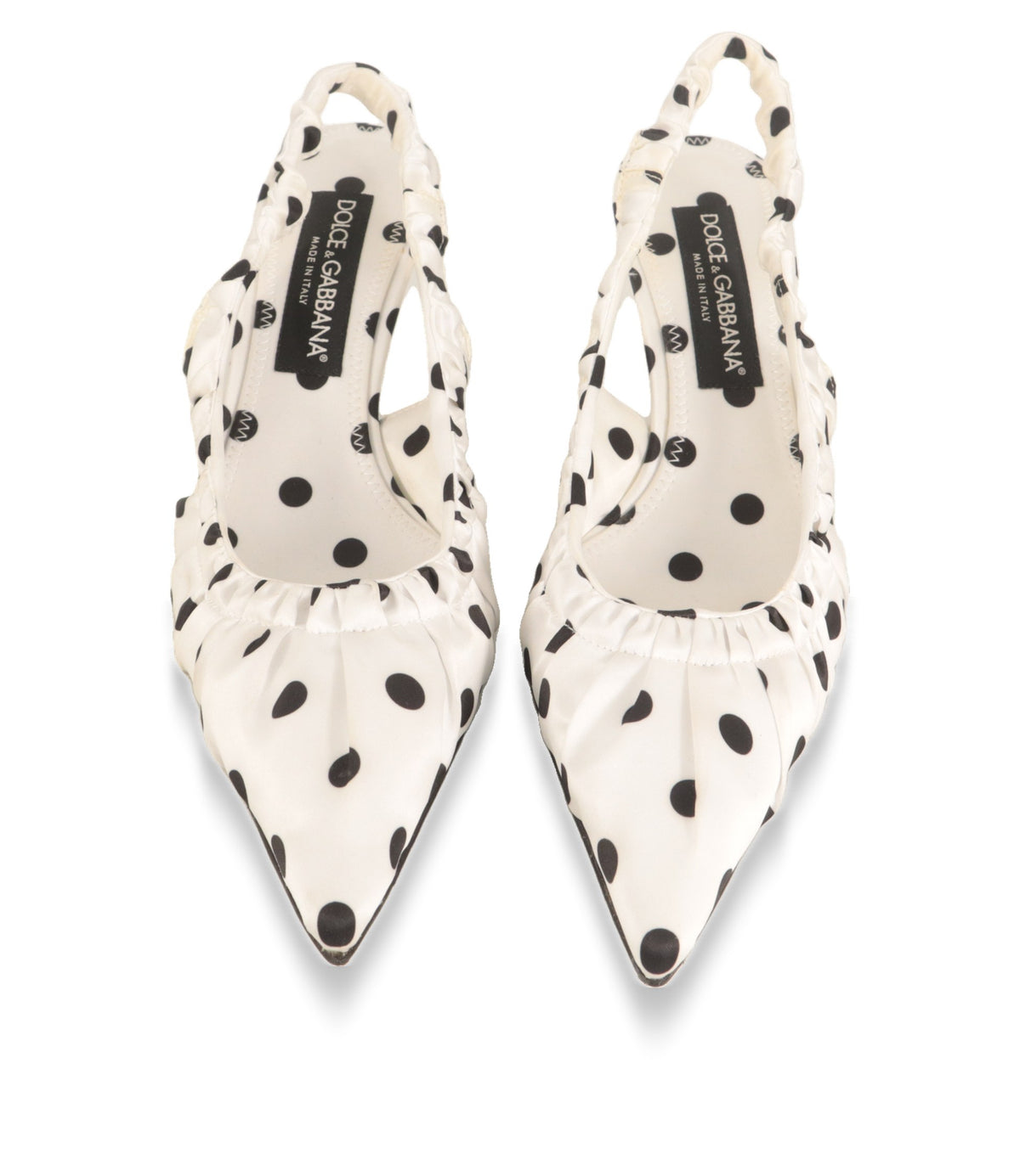 Dolce & Gabbana Slingback Pumps von oben mit spitzer Raffung und Logo-Innensohle