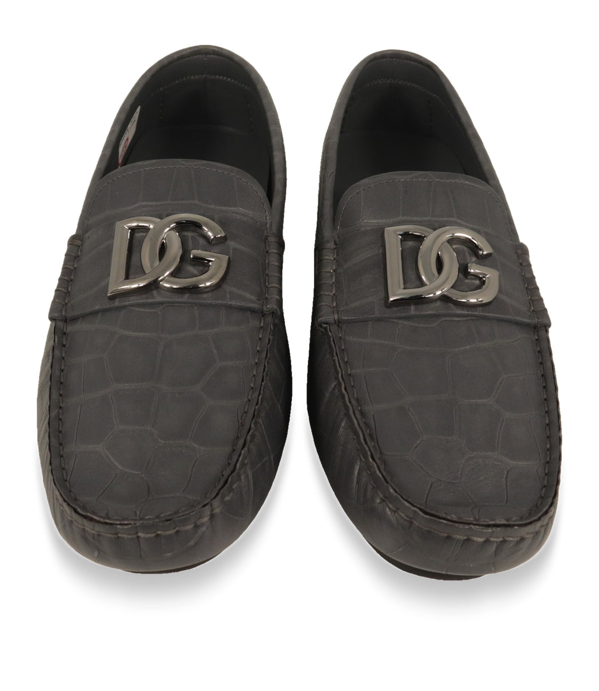 Dolce & Gabbana Driver Mokassin grau von oben mit DG-Logo auf dem Riemen