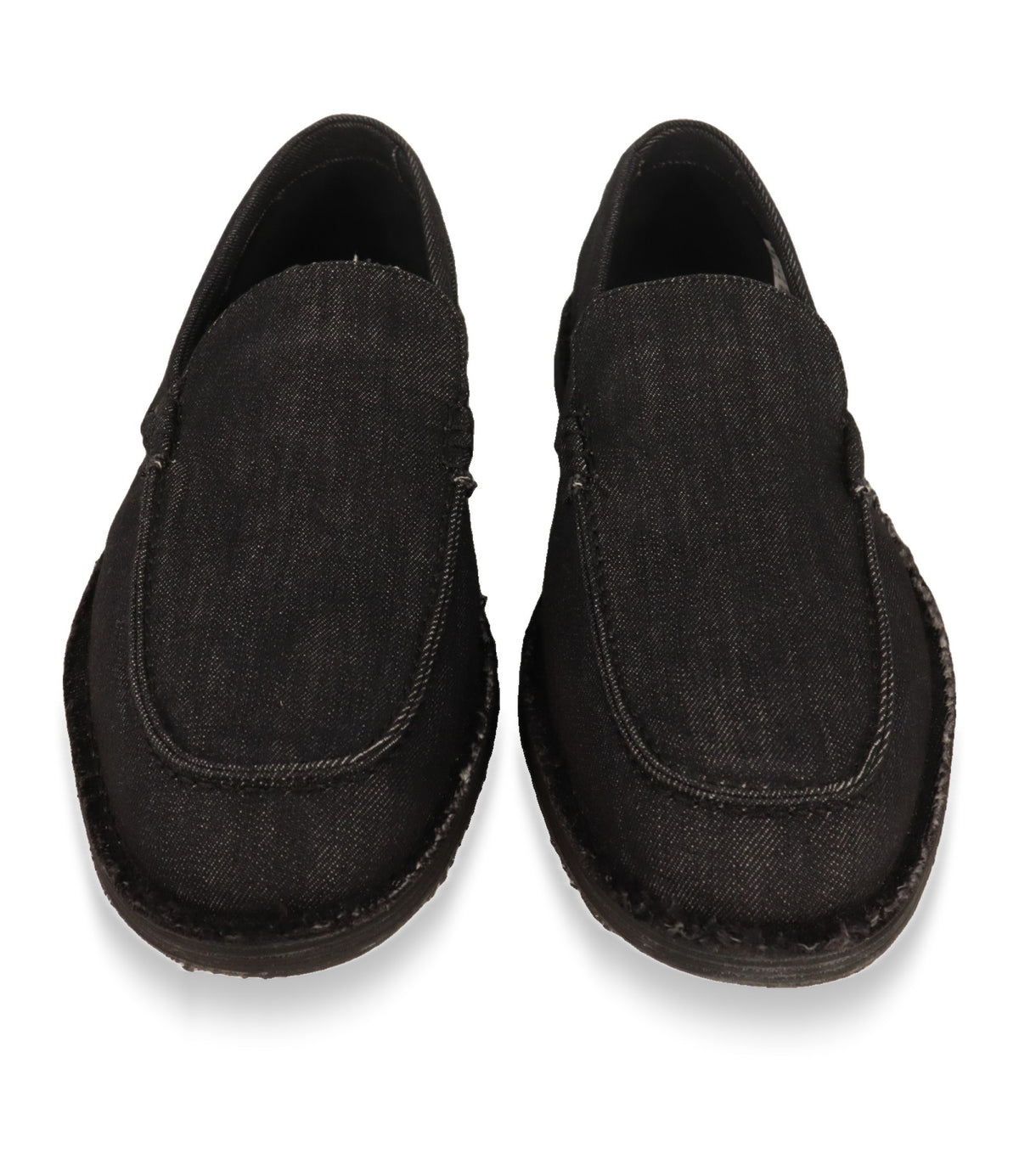 Dolce & Gabbana Slipper aus Denim von oben, Zehenform rund, schwarz