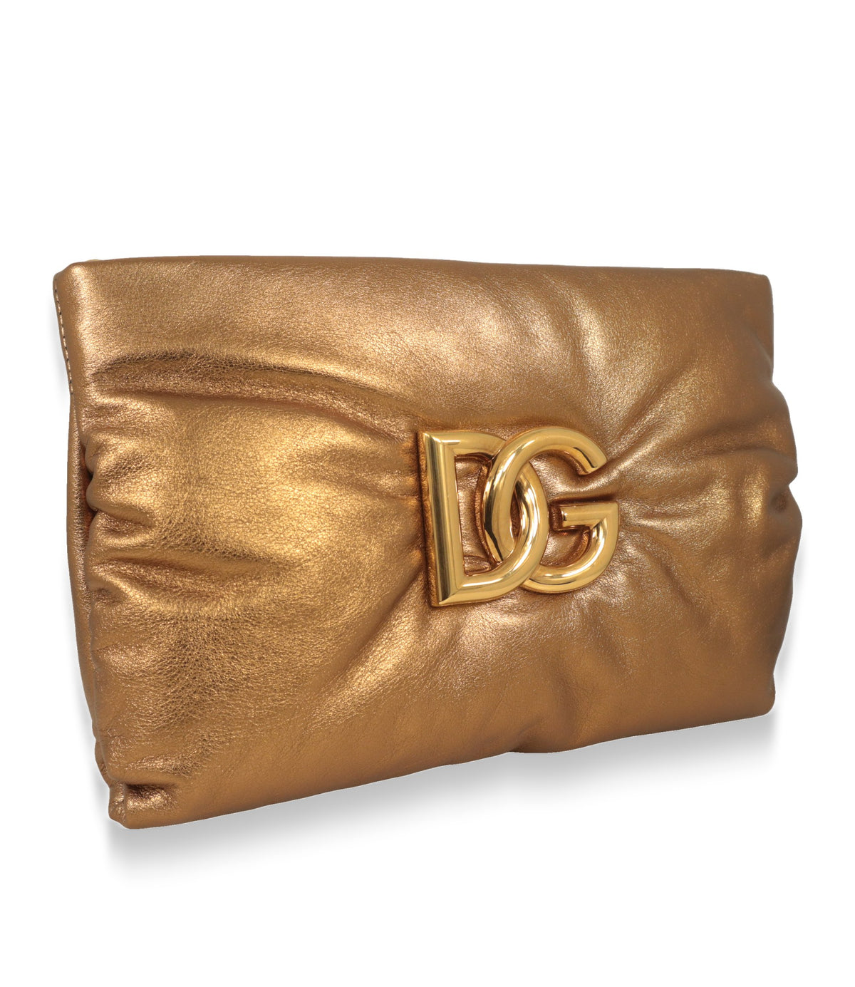 Dolce & Gabbana Schultertasche Bronze in Schrägansicht mit weich gepolstertem Lederkorpus