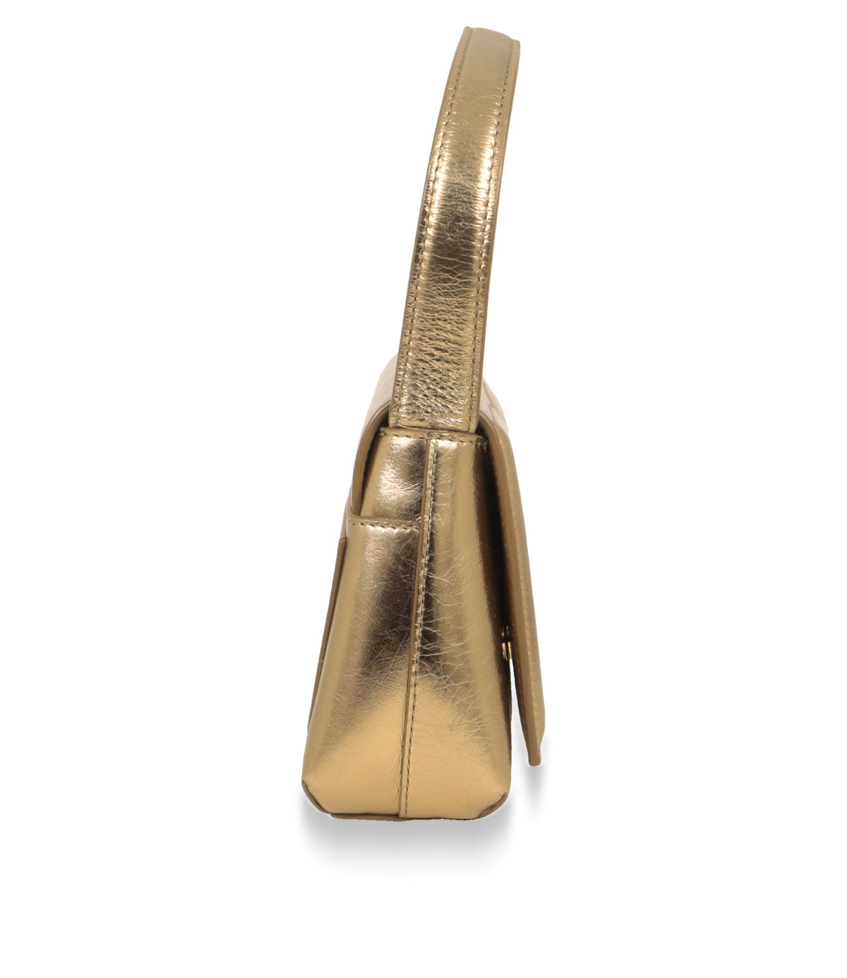 Seitenansicht der goldenen Dolce & Gabbana Schultertasche aus Metallic-Leder