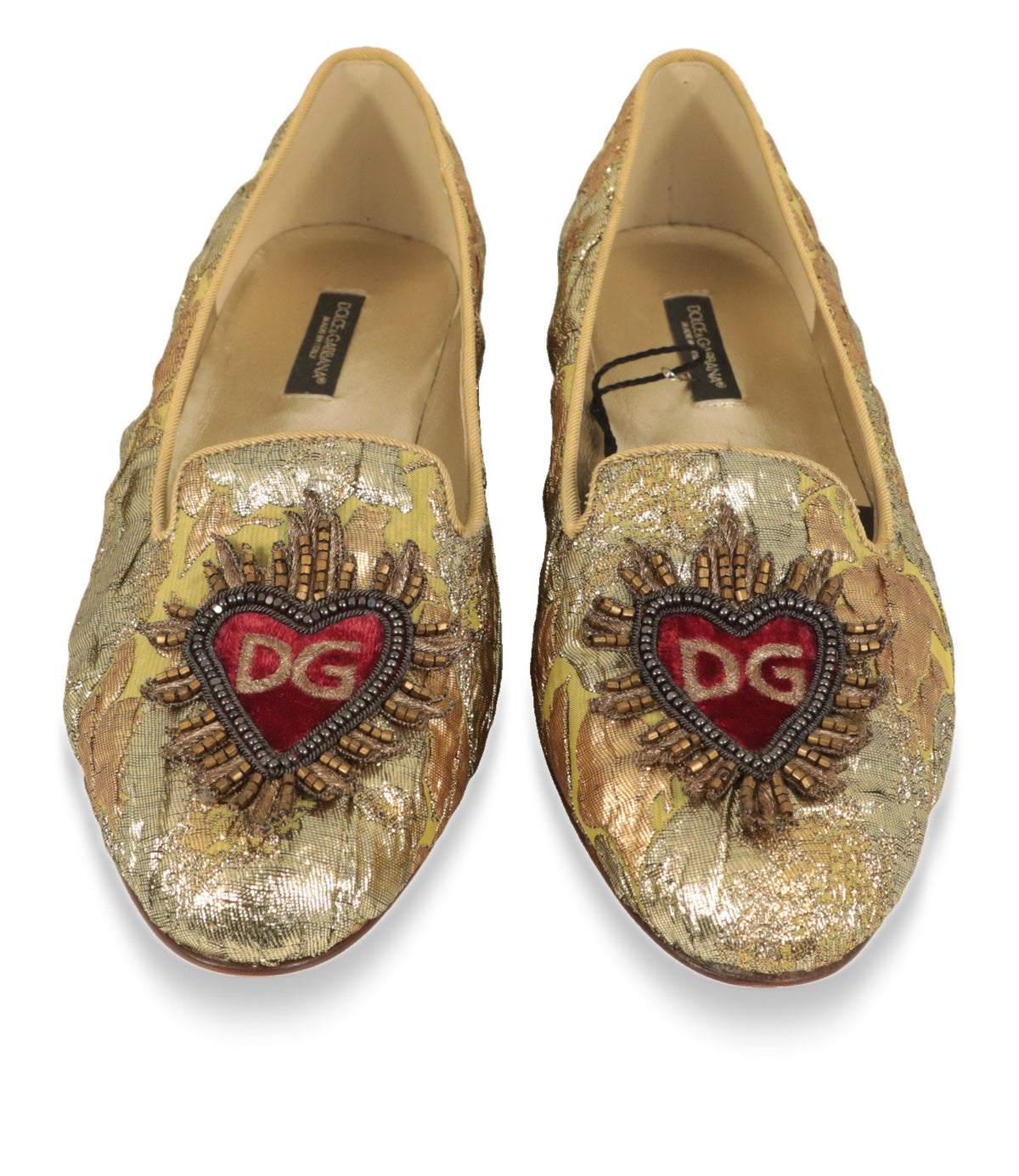 Dolce & Gabbana Slipper Größe 36 von oben mit rotem DG-Herz auf dem Spann