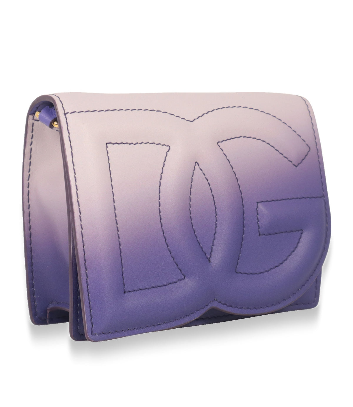 Dolce & Gabbana Luxus-Umhängetasche aus Leder in Flieder-Violett, Dreiviertelansicht