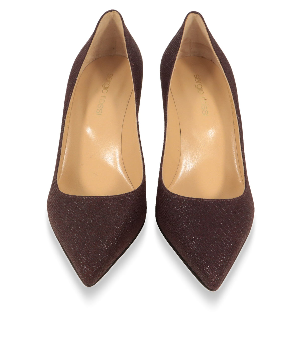 Sergio Rossi High Heels mit spitzer Kappe und beigem Lederfutter von oben