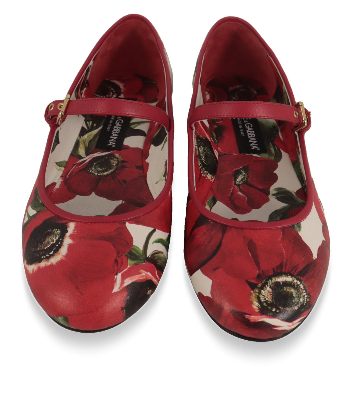 Dolce & Gabbana Ballerinas von oben mit Blumenmuster und bedrucktem Innenfutter