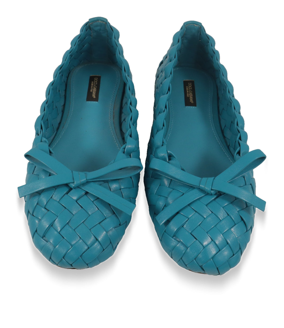 Dolce & Gabbana Damenschuhe Ballerinas von oben mit Logo-Innensohle und Flechtleder