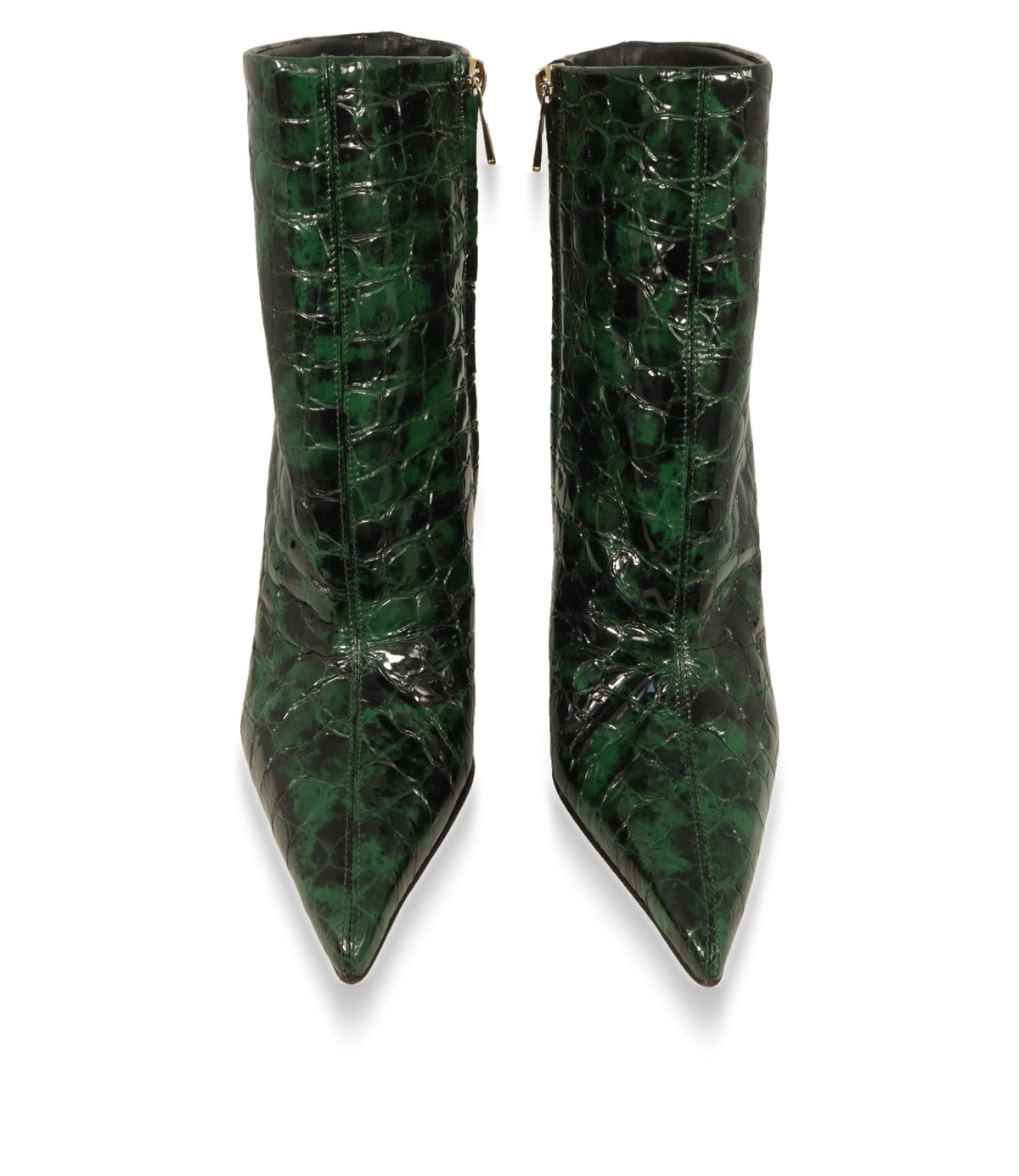 Dolce & Gabbana Stiefeletten Damen in Smaragdgrün, Frontansicht mit spitzer Kappe