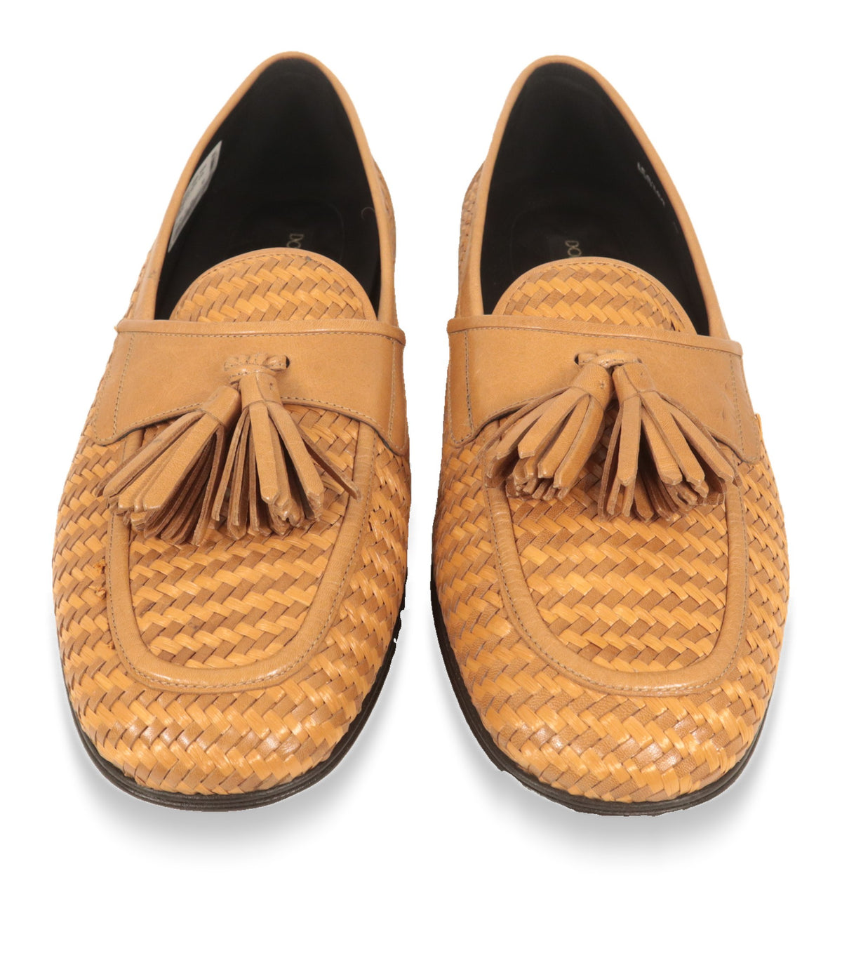 Dolce & Gabbana Loafer Herren von oben: geflochtenes Obermaterial und Quastenblende