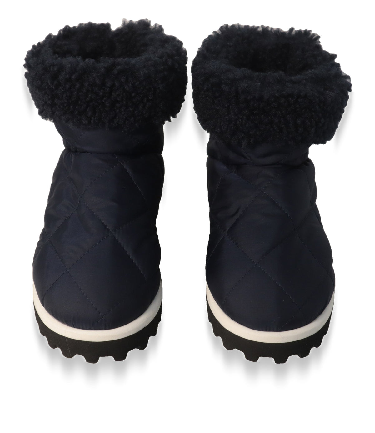 Dolce & Gabbana Boots Marineblau, Frontansicht mit flauschigem Schaftabschluss
