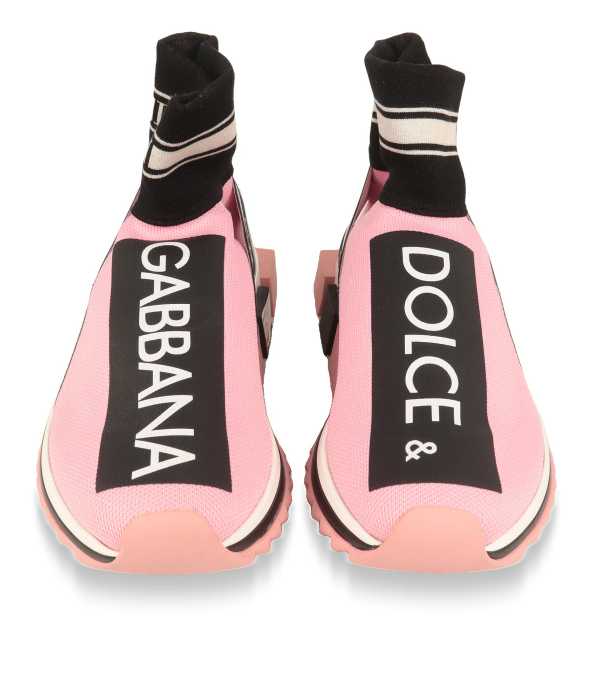 Dolce & Gabbana Damen Sneaker in Rosa von vorne mit Gabbana-Logoprint