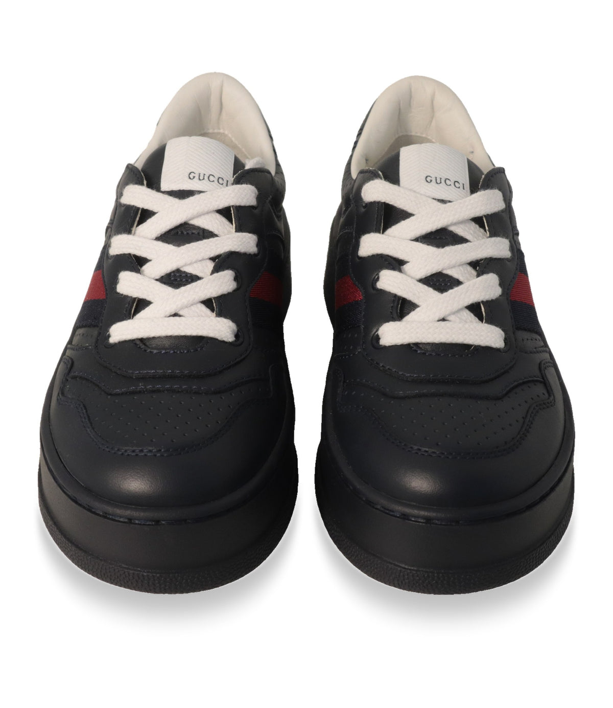 Gucci Sneaker Größe 30 in Marineblau, Frontansicht mit Gucci-Lasche