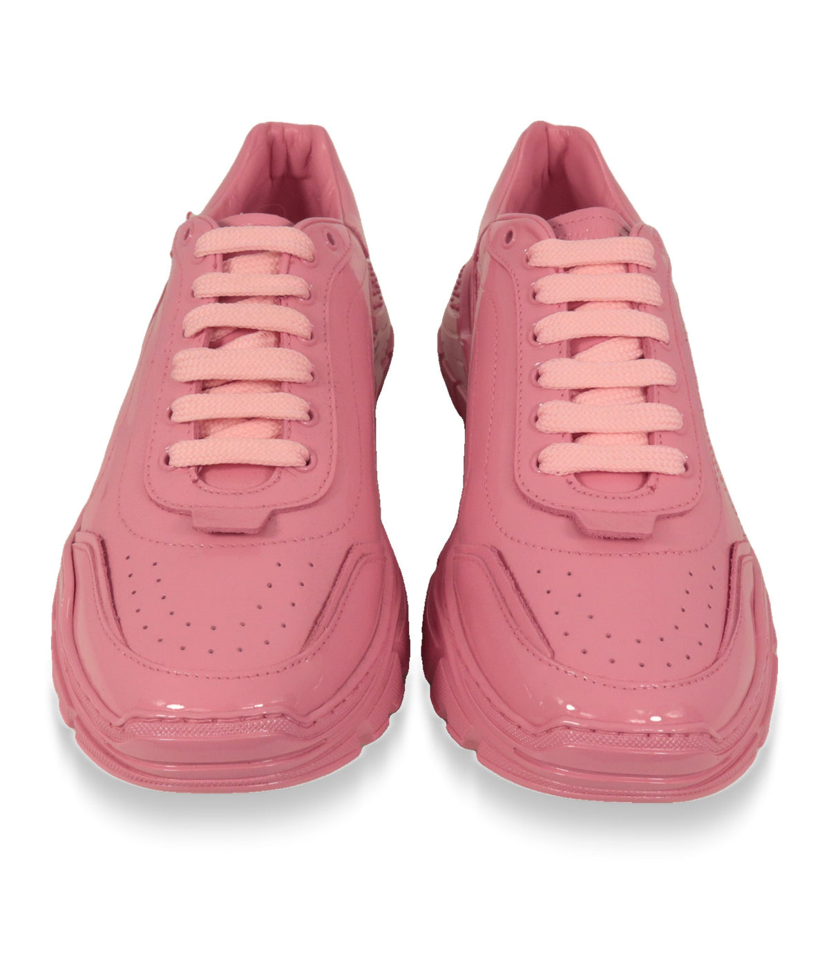 Dolce & Gabbana Sneaker Rosa Frontansicht mit rosa Schnürsenkeln