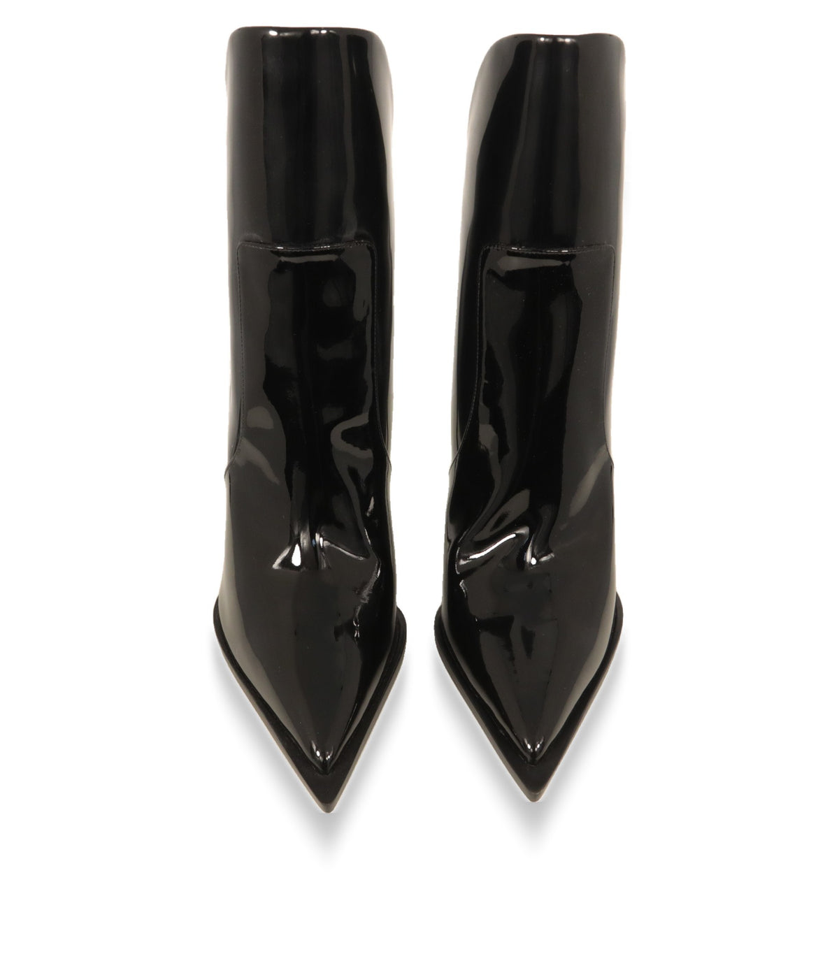 Dolce & Gabbana Lackleder Stiefeletten von vorne mit spitz zulaufender Schuhspitze