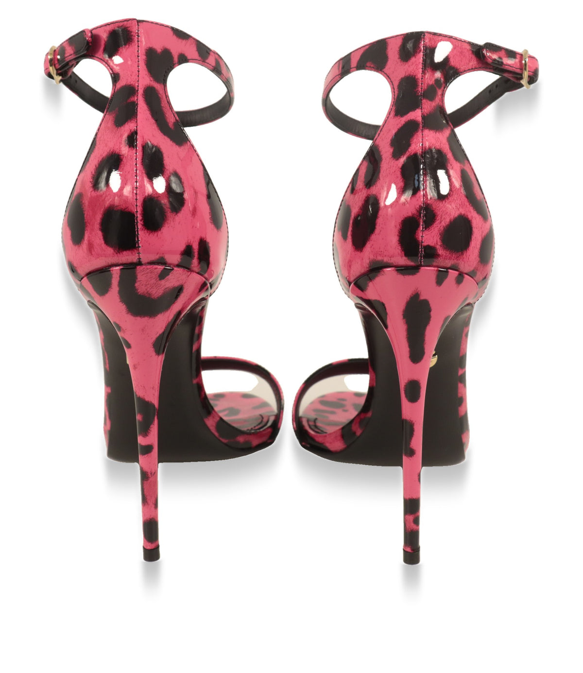 Dolce & Gabbana Sandaletten von hinten mit schlankem Stiletto-Absatz in Pink und Schwarz