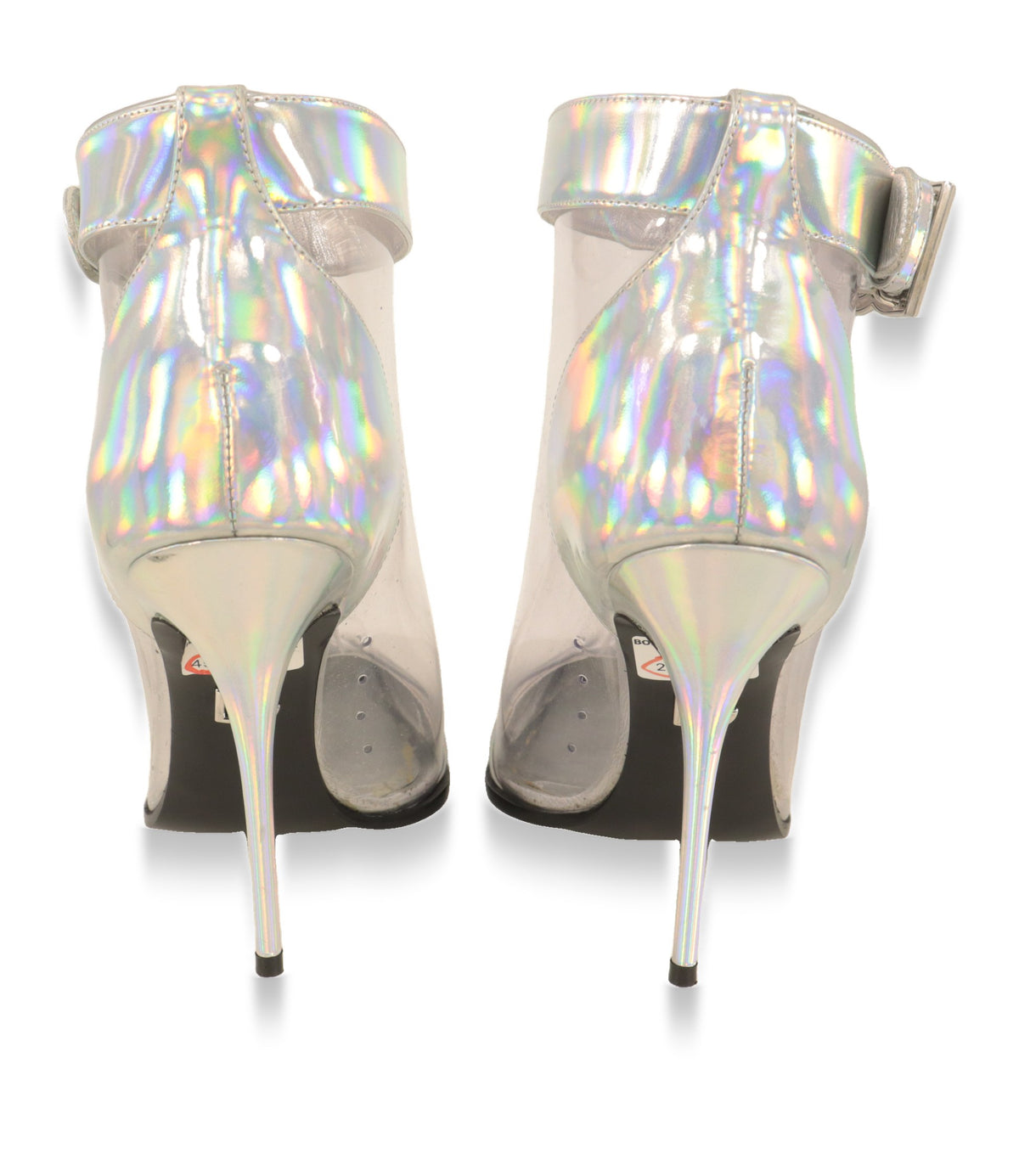 Dolce & Gabbana High Heels Rückansicht mit schlanken silbernen Stiletto-Absätzen
