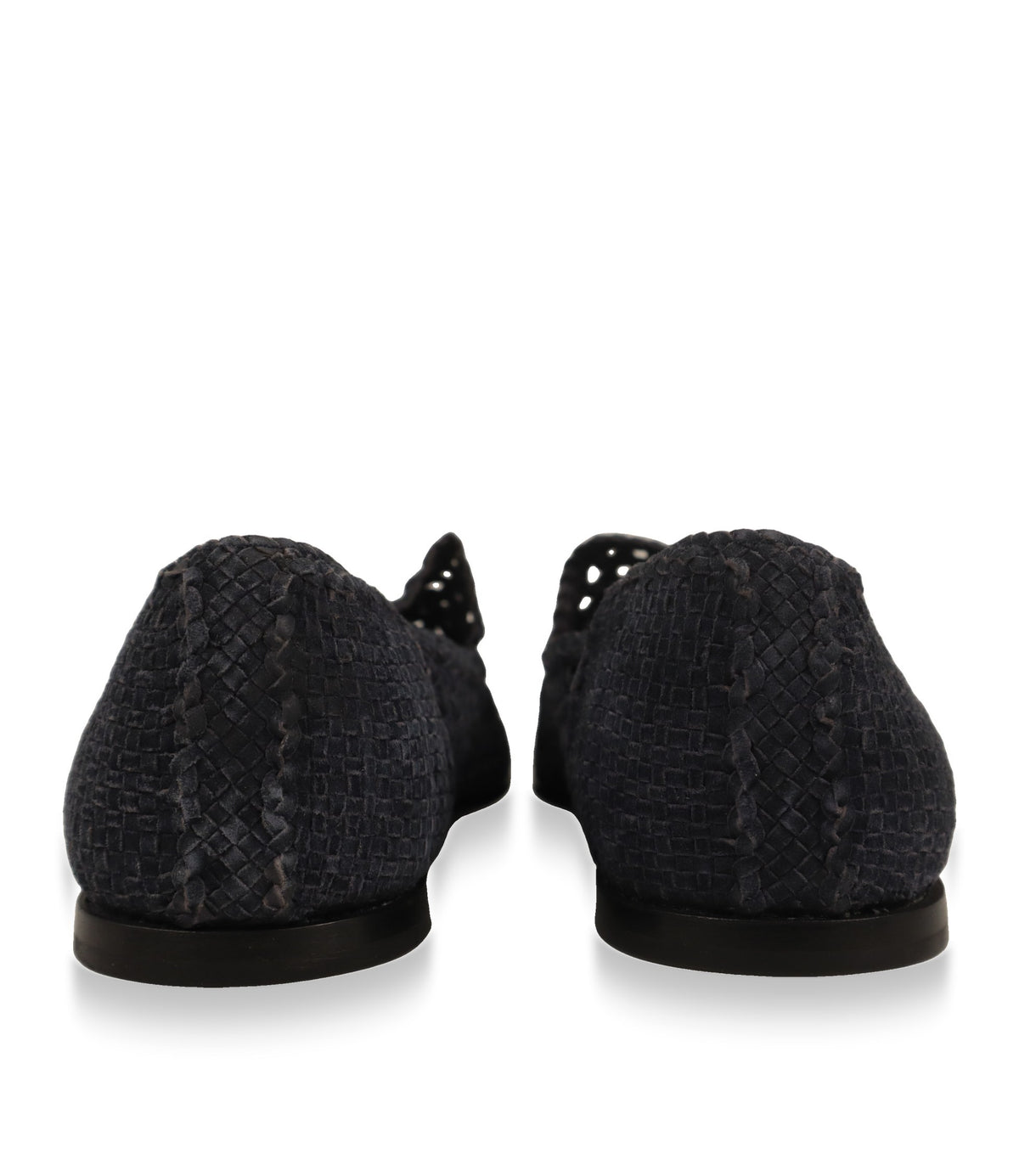Dolce & Gabbana Loafer Fersenansicht mit dichter Wildleder-Flechtung und flacher Sohle