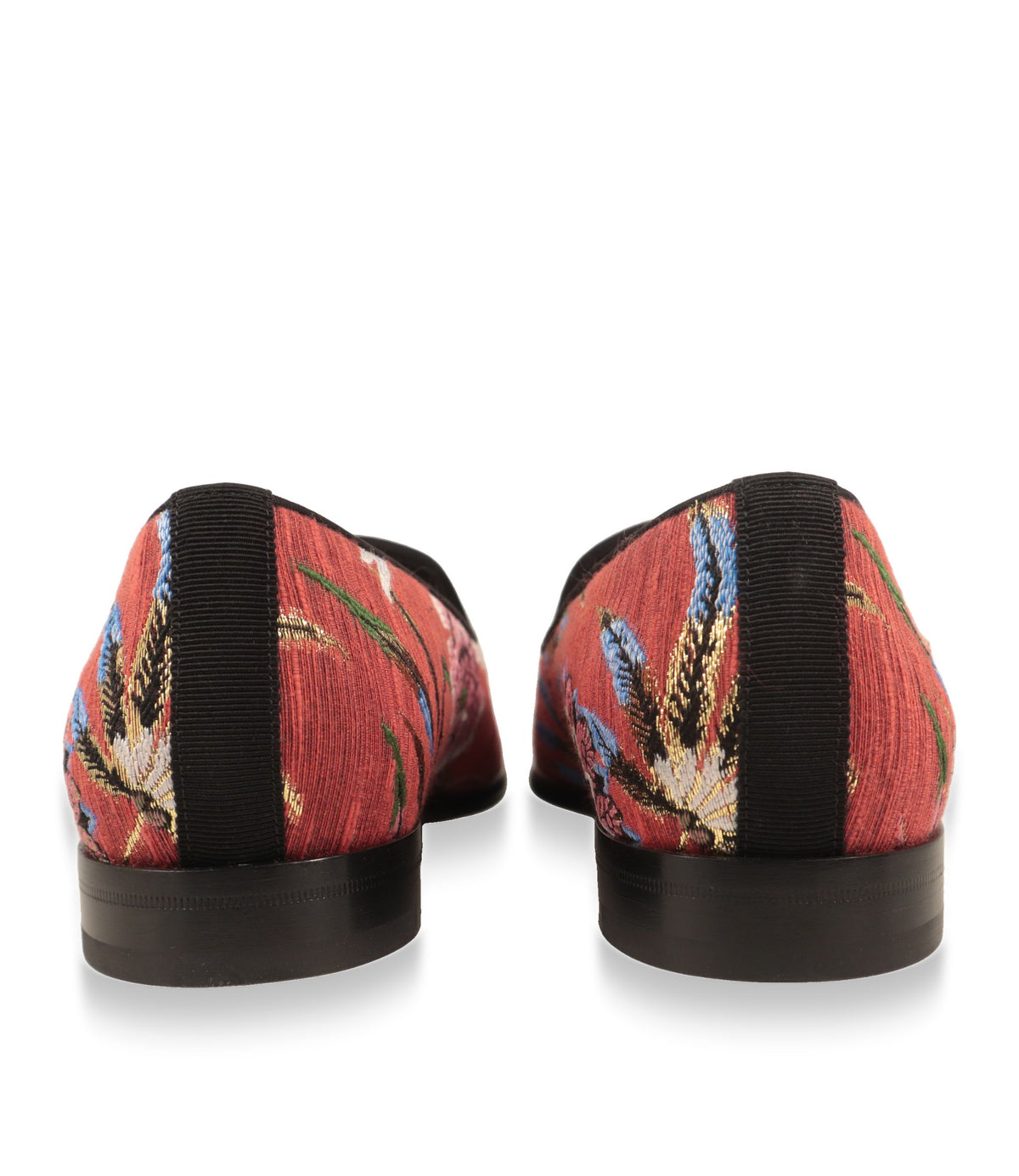 Dolce & Gabbana Slipper Rückansicht mit schwarzem Ripsband und flacher Ledersohle