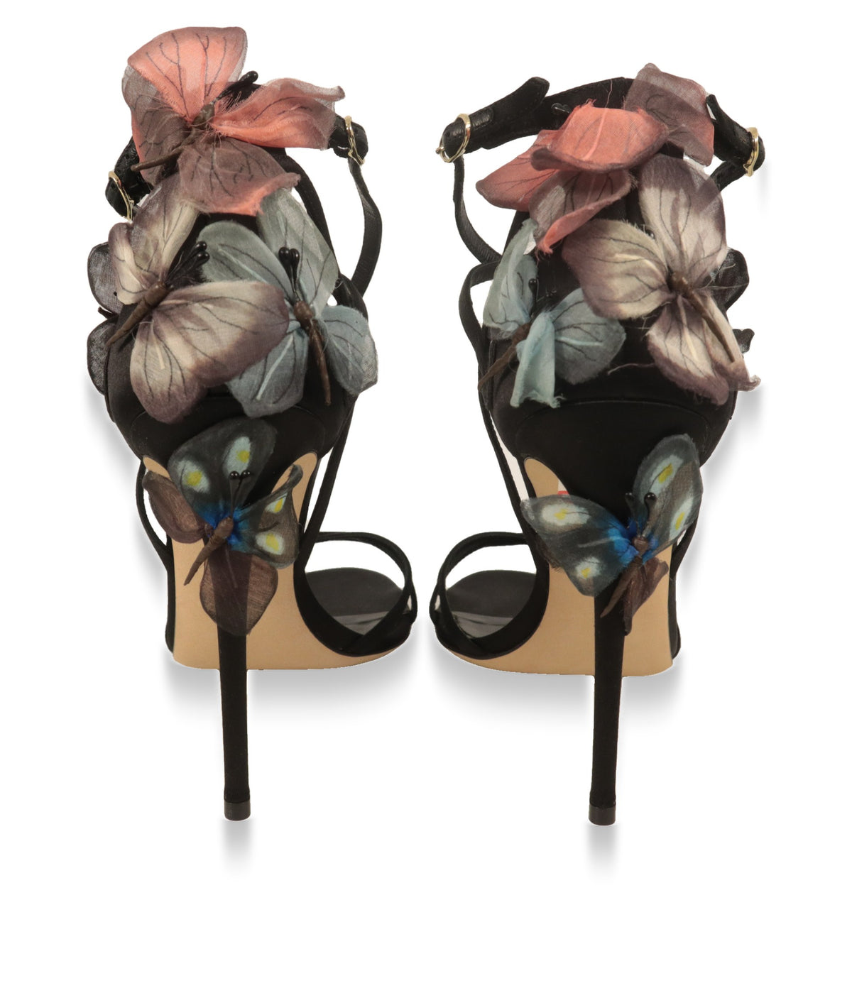 Dolce & Gabbana Sandaletten von hinten mit Organza-Schmetterlingen an Ferse und Absatz