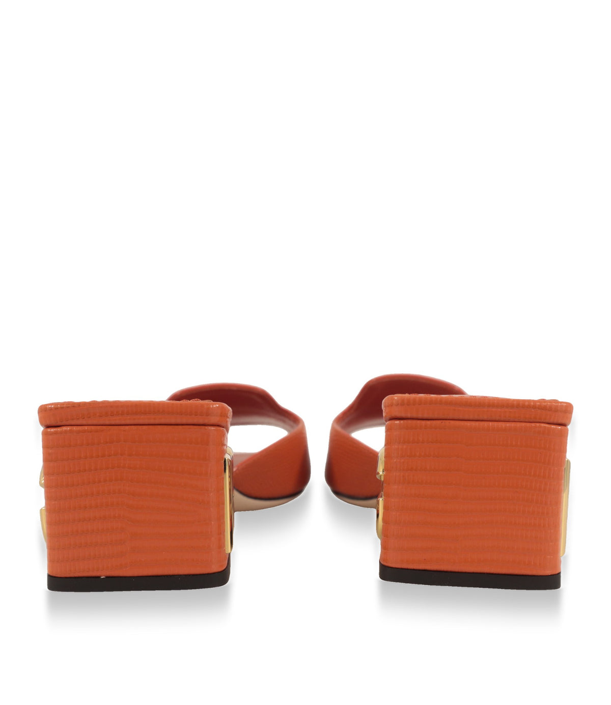 Dolce & Gabbana Mules Rückansicht mit skulpturalem Blockabsatz in Orange