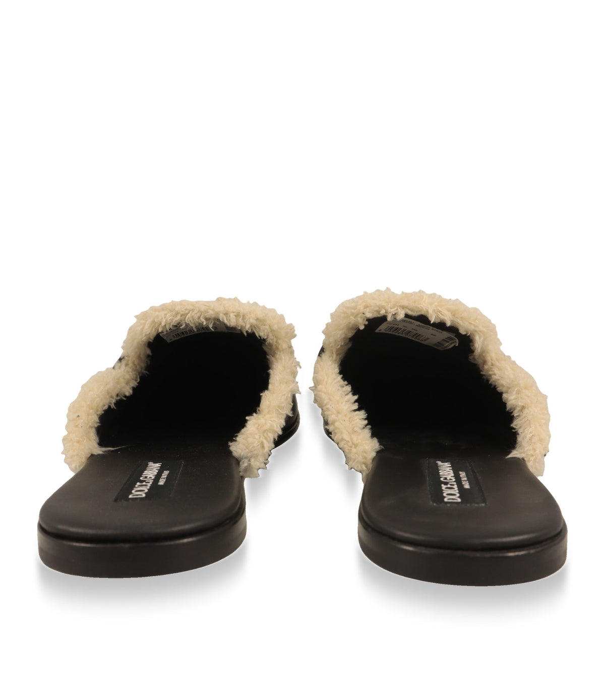 Dolce & Gabbana Slipper von hinten mit offener Ferse und schwarzem Lederfußbett