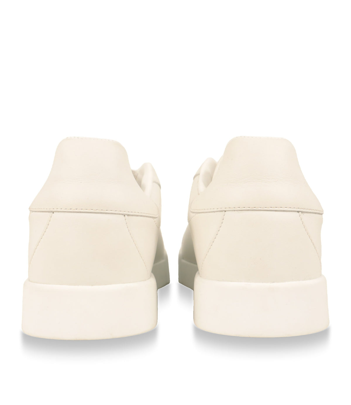 Weiße Ledersneaker von Dolce & Gabbana, Fersenansicht mit Gummisohle