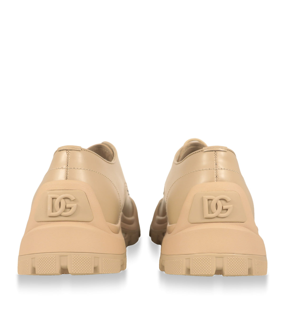 Dolce & Gabbana Derby Schuhe Rückansicht mit geprägtem DG-Logo an der Ferse