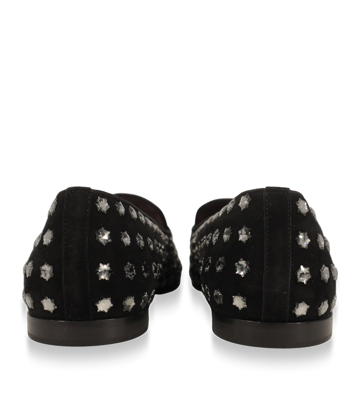 Dolce & Gabbana Wildleder Slipper mit silbernen Kristallen, Rückansicht der Fersen