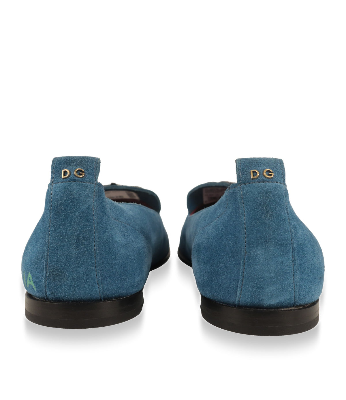 Dolce & Gabbana Slipper Rückansicht mit goldfarbenem DG-Logo am Fersenzug