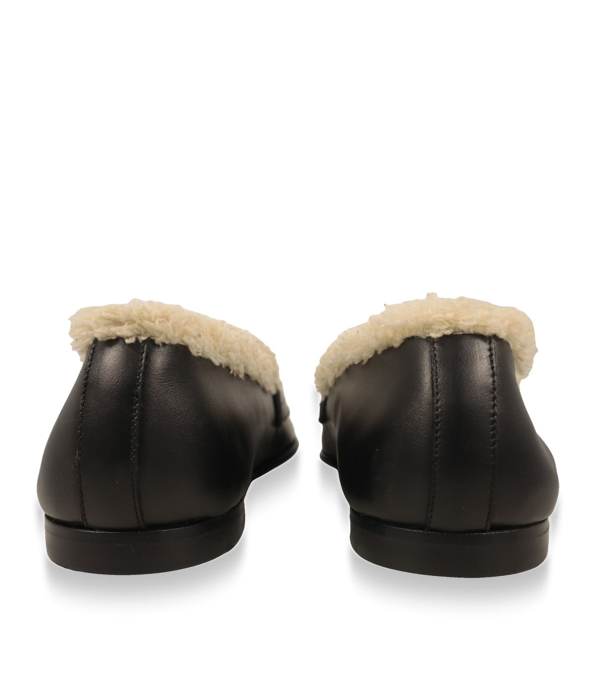 Dolce & Gabbana Loafer Rückansicht aus schwarzem Glattleder mit Fellrand