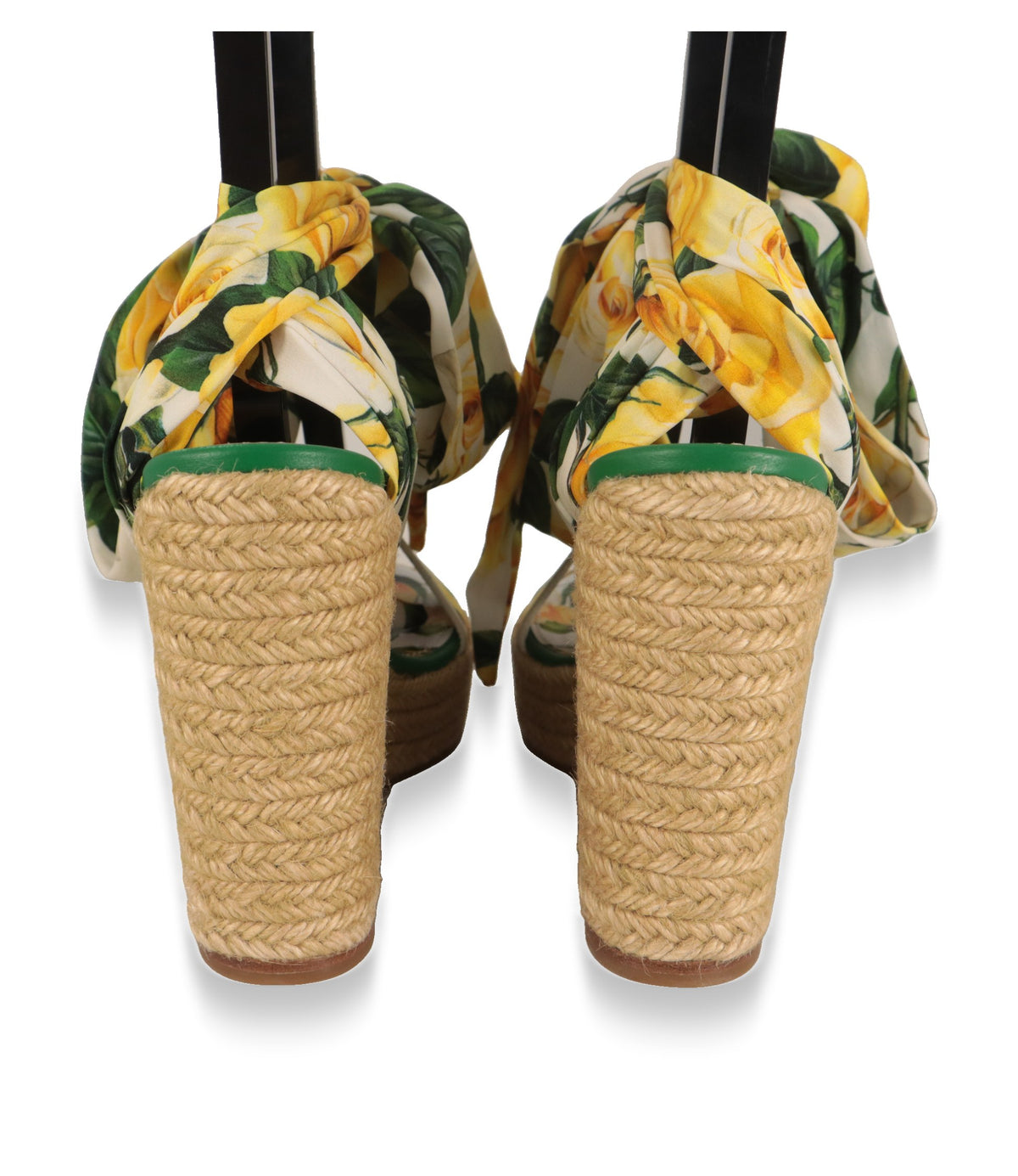 Dolce & Gabbana Espadrille-Sandalen mit geflochtenem Jute-Keilabsatz, Rückansicht