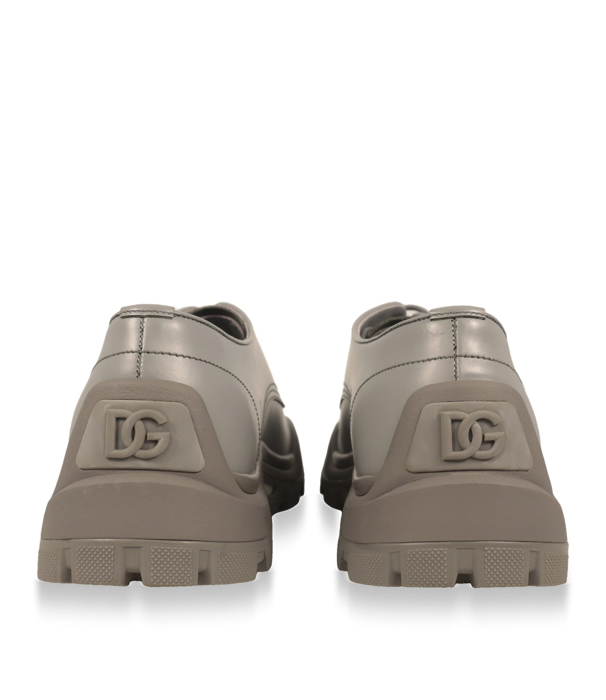 Dolce & Gabbana Derby Schuhe Grau Fersenansicht mit DG-Logo