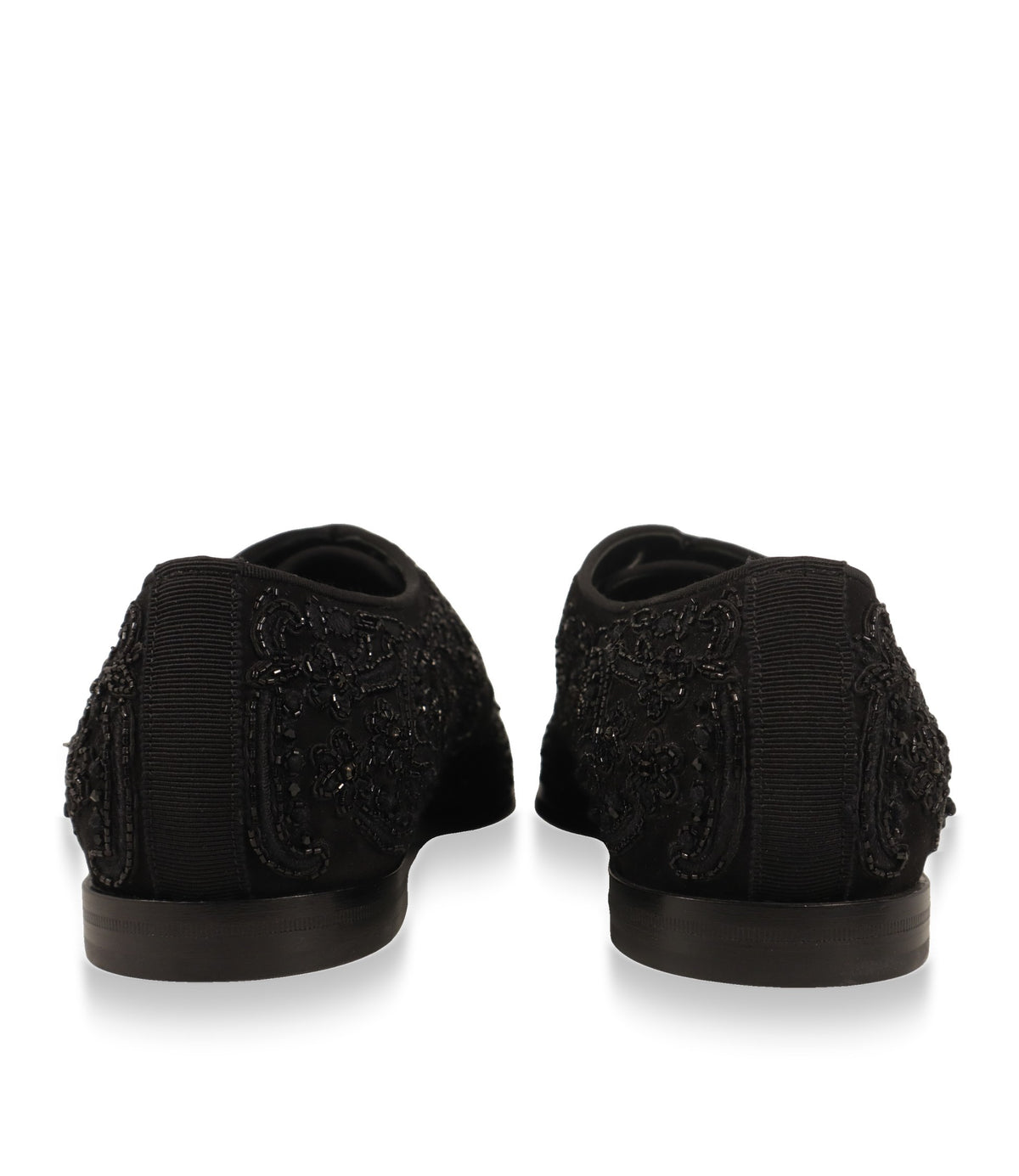 Dolce & Gabbana Derby Schuhe Rückansicht mit Ripsband-Einfassung und Perlendekor