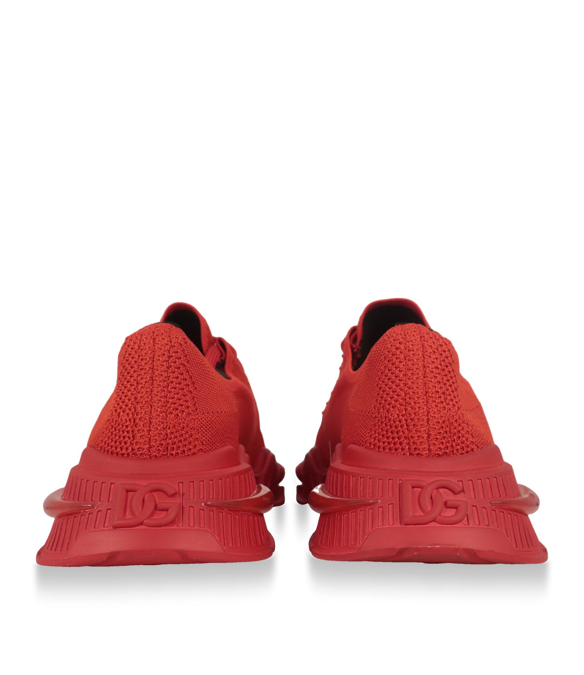 Rote Dolce & Gabbana Sneaker von hinten mit geprägtem DG-Logo an der Sohle