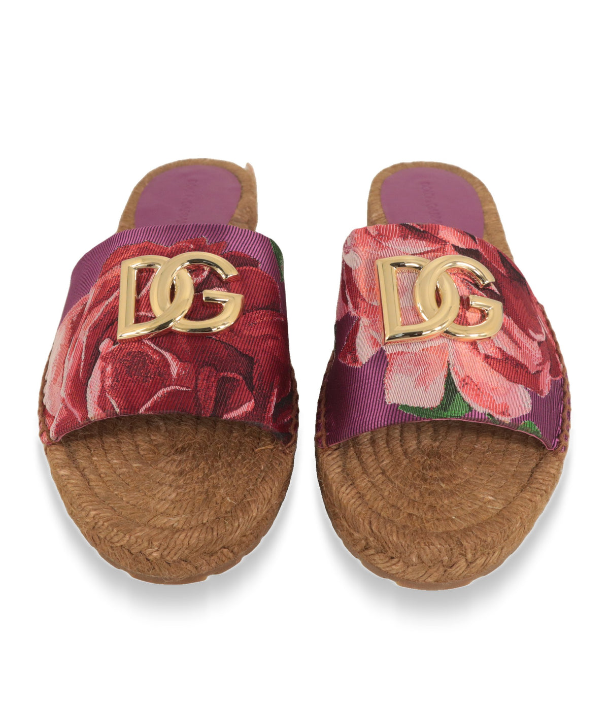 Dolce & Gabbana Damen Espadrilles Draufsicht mit DG-Emblem und geflochtener Jutesohle