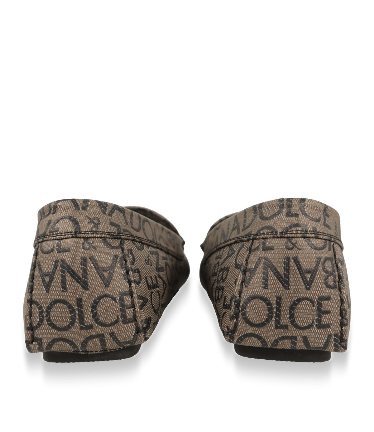 Dolce & Gabbana Mokassin Rückansicht mit Logo-Muster und flacher Gummisohle