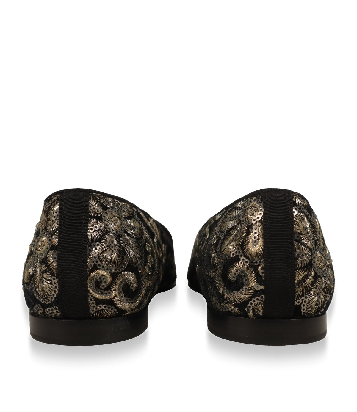 Dolce & Gabbana Slipper Rückansicht mit besticktem Fersenbereich und Ledersohle
