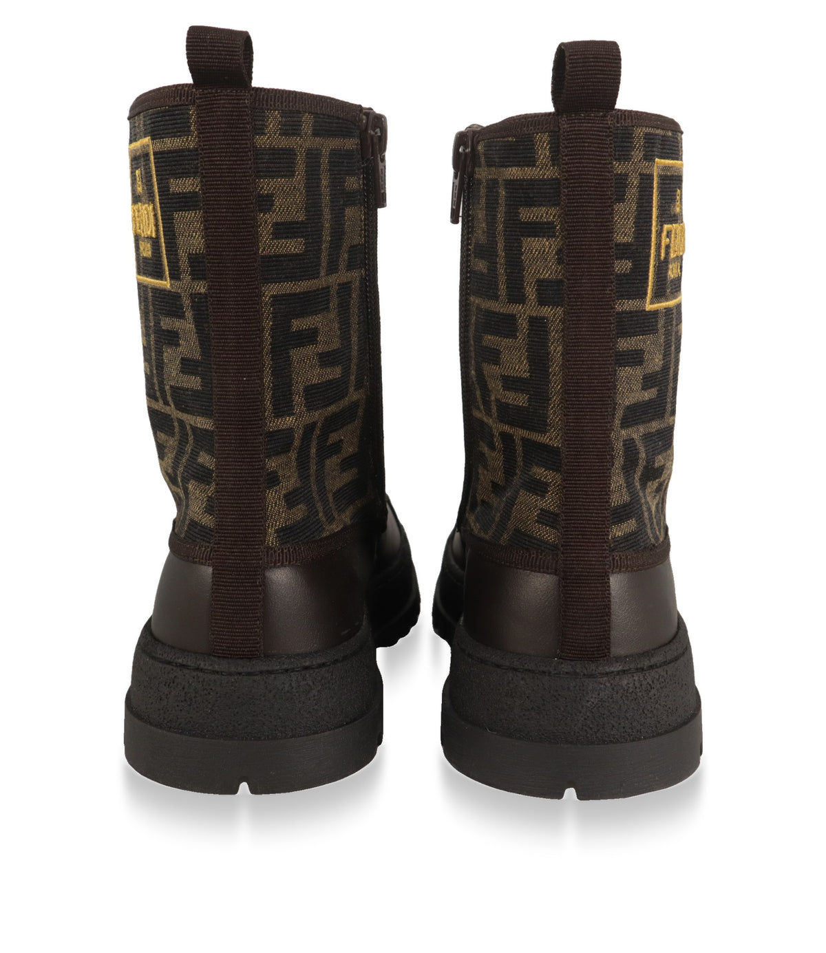 Fendi Boots Rückansicht mit seitlichem Reißverschluss und Schlaufe