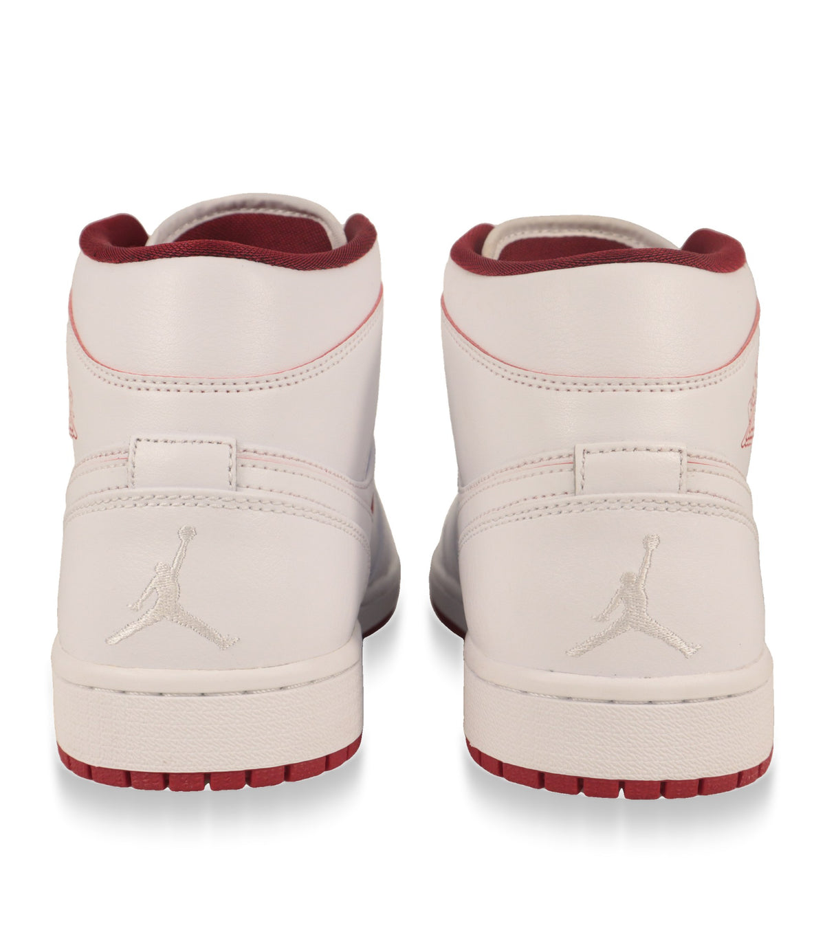 Air Jordan High-Top Sneaker Rückansicht mit gesticktem Jumpman-Logo und roter Laufsohle