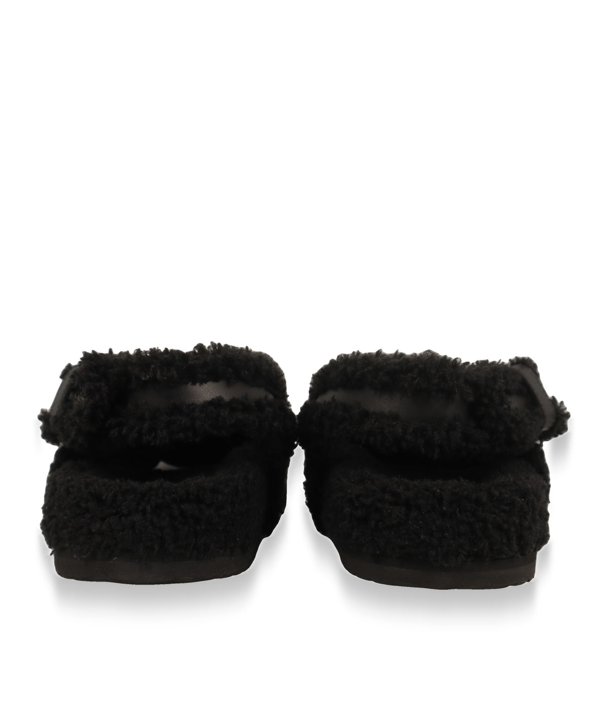 Dolce & Gabbana Herren-Pantoletten von hinten mit Teddyfell-Fersenriemen und Gummisohle