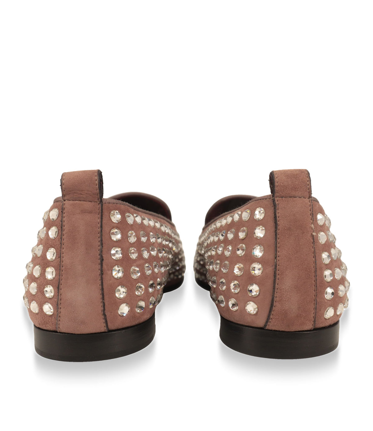 Dolce & Gabbana Slipper aus Wildleder von hinten mit kristallbesetzter Ferse