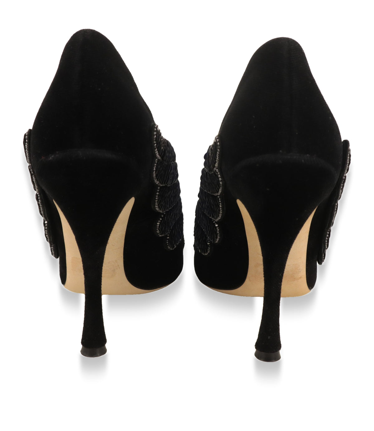 Dolce & Gabbana Pumps Rückansicht mit schlankem Stiletto-Absatz aus Samt