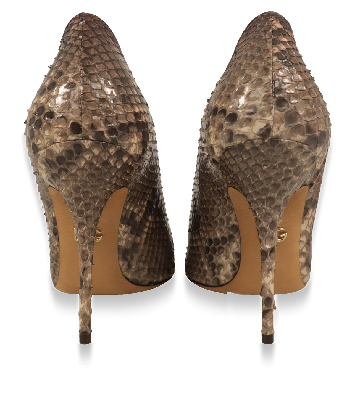 Dolce & Gabbana Absatzschuhe aus Pythonleder, Rückansicht mit schlanken Absätzen
